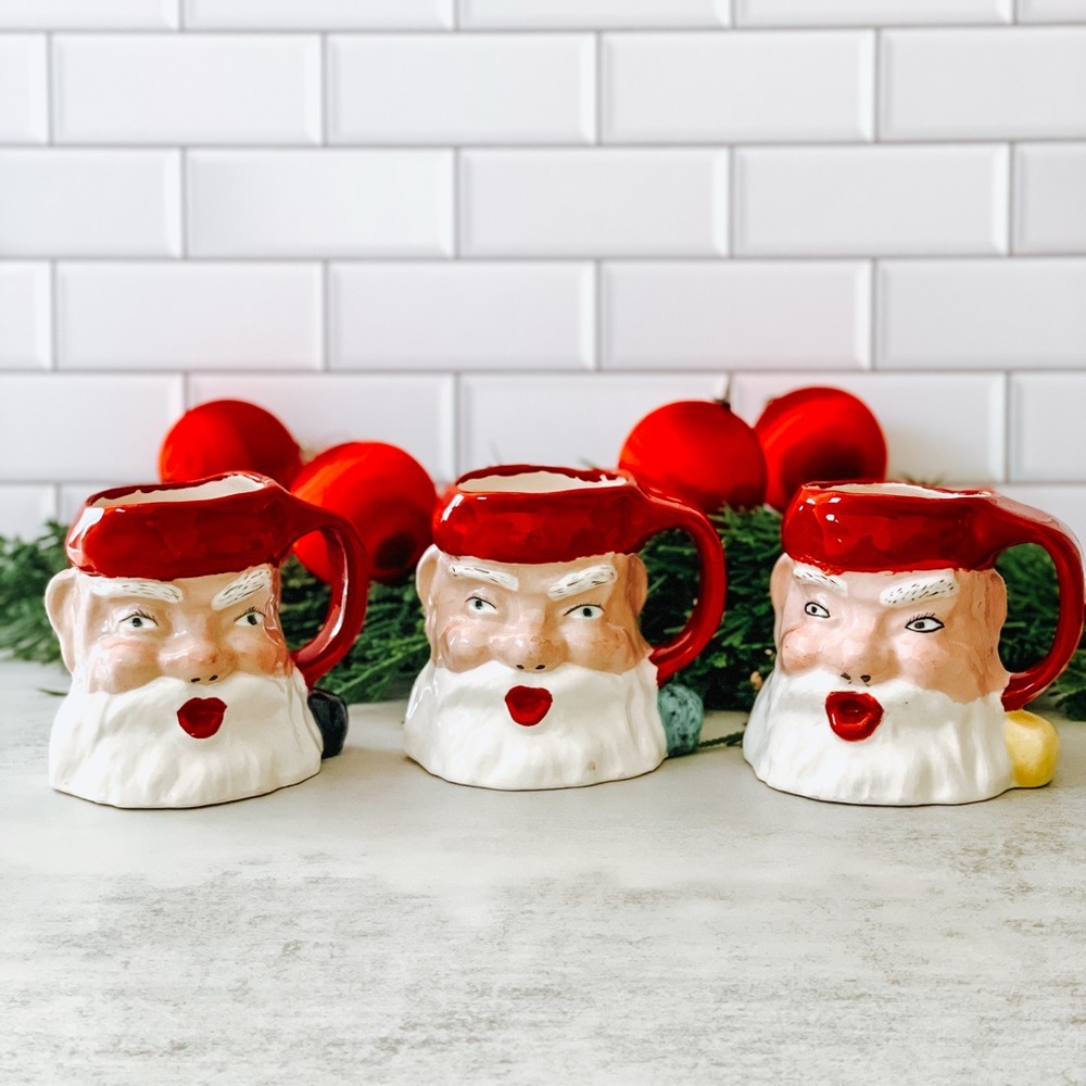 Handmade Santa mugs dated 1952 set of 3